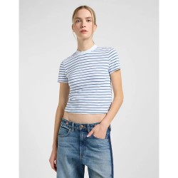 тениска,дамски,тениски,lee,cropped,short,sleeve,t,shirt,white,indigo,stripe,(white)