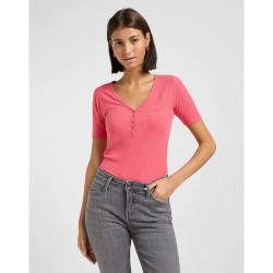 тениска,дамски,тениски,lee,henley,short,sleeve,t,shirt,lychee,(pink)