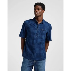 риза,с,къс,ръкав,мъжки,ризи,lee,popover,short,sleeve,shirt,indigo,patchwork,dobby,(blue)
