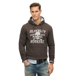 суичър,мъжки,пуловери,superdry,black,skull,hoodie,brown