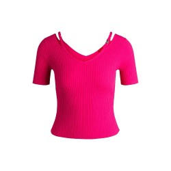 тениска,дамски,тениски,hugo,shata,01,short,sleeve,v,neck,t,shirt,pink,(bright,pink)
