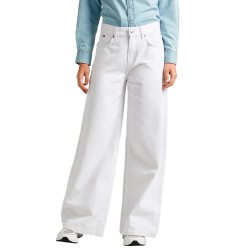 дамски,панталони,pepe,jeans,wide,leg,fit,coated,jeans,refurbished,white