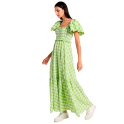дънки,дамски,поли,и,рокли,lois,jeans,10974,short,sleeve,long,dress,yellow,(print)