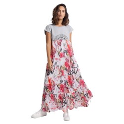 дънки,дамски,поли,и,рокли,lois,jeans,8474,short,sleeve,long,dress,white,(multicolored)