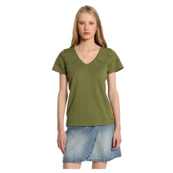 тениска,дамски,тениски,lois,jeans,10916,short,sleeve,v,neck,t,shirt,green,(green)