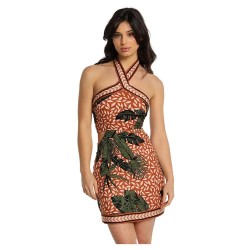 дънки,дамски,поли,и,рокли,lois,jeans,10966,sleeveless,short,dress,orange,(tropical,print)