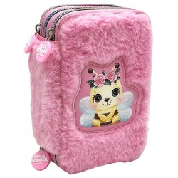 канцеларски,принадлежности,tinka,bee,rosa,(8,804205),triple,pocket,pencil,case,pink,(multicolor)