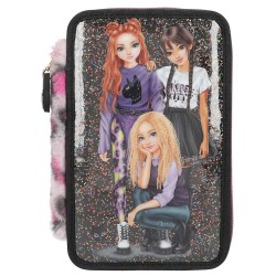 канцеларски,принадлежности,topmodel,rebel,kitty,(0413017),triple,pocket,pencil,case,black,grey,(multicolor)