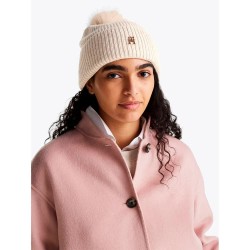 шапка,tommy,hilfiger,elevated,chic,pompom,beanie,white