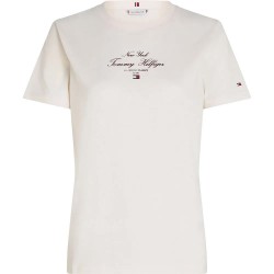 тениска,дамски,тениски,tommy,hilfiger,script,short,sleeve,t,shirt,beige,(ivory,petal)