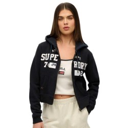 блуза,дамски,блузи,superdry,atheltic,essential,relaxed,fit,cropped,full,zip,sweatshirt,black