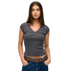 тениска,дамски,тениски,superdry,essential,lace,short,sleeve,v,neck,t,shirt,dark,slate,grey,(grey)