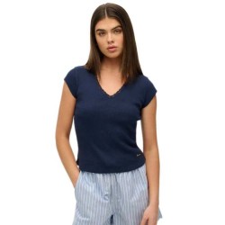 тениска,дамски,тениски,superdry,essential,lace,short,sleeve,v,neck,t,shirt,blue,(richest,navy)