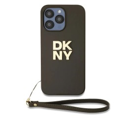 DKNY PU Leather Stack Logo Wrist Strap iPhone 15 Pro phone case - Brown (Brown) други,аксесоари,dkny,pu,leather,stack,logo,wrist,strap,iphone,15,pro,phone,case,brown,(brown)