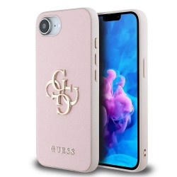 Guess PU Grained 4G Metal Logo iPhone 16e phone case - Pink (Pink) други,аксесоари,guess,pu,grained,4g,metal,logo,iphone,16e,phone,case,pink,(pink)