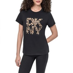 тениска,дамски,тениски,dkny,stacked,animal,print,short,sleeve,t,shirt,black