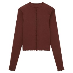тениска,детски,тениски,tom,tailor,cropped,rib,long,sleeve,t,shirt,brown,(bitter,chocolate)