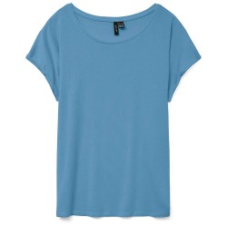 тениска,дамски,тениски,vero,moda,ava,plain,short,sleeve,t,shirt,blue,(allure)
