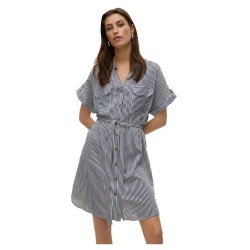рокля,дамски,поли,и,рокли,vero,moda,bumpy,short,sleeve,short,dress,grey,(india,ink,snow,white)