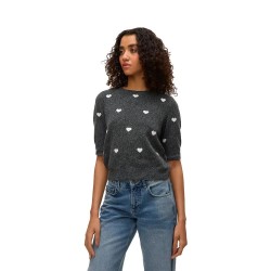 блуза,дамски,пуловери,дамски,плетени,дрехи,vero,moda,doffy,intarsia,2,4,sweater,dark,grey,melange,w,white,hearts,(grey)