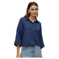 риза,с,дълъг,ръкав,дамски,блузи,дамски,ризи,vero,moda,natali,crop,long,sleeve,shirt,blue,(navy,blazer)