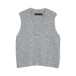 Потник Vero moda Novah Rib knitted vest - Medium Grey Melange потник,дамски,пуловери,дамски,плетени,дрехи,vero,moda,novah,rib,knitted,vest,medium,grey,melange