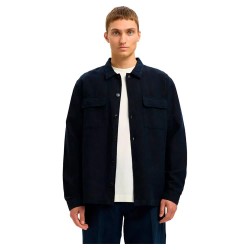 шапка,мъжки,якета,selected,leroy,linen,blend,overshirt,sky,captain,black,(blue)