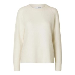 блуза,дамски,пуловери,дамски,плетени,дрехи,selected,lulu,sweater,snow,white,melange,(white)