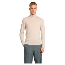 блуза,мъжки,пуловери,selected,tray,half,zip,sweater,oatmeal,melange,(beige)