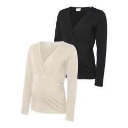 тениска,дамски,тениски,mamalicious,kerrie,tess,maternity,long,sleeve,t,shirt,2,units,birch,black,(beige,black)