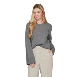 блуза,дамски,пуловери,дамски,плетени,дрехи,vila,cassie,sweater,medium,grey,melange,(grey)