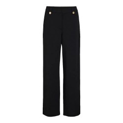 панталони,дамски,панталони,vila,clua,wide,leg,fit,button,high,waist,pants,black,gold,button,(black)