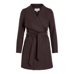 Палто Vila Cooley Collar Belt coat - Brown (Coffee Bean) палто,мъжки,якета,vila,cooley,collar,belt,coat,brown,(coffee,bean)