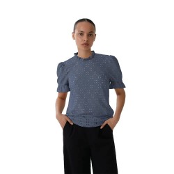 дамски,блузи,дамски,ризи,vila,kawa,short,sleeve,blouse,vintage,indigo,(blue)
