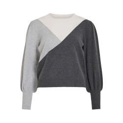 блуза,дамски,пуловери,дамски,плетени,дрехи,vila,kerry,sweater,dark,grey,melange,light,grey,melange,cloud,dancer