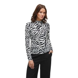 тениска,дамски,тениски,vila,leoa,long,sleeve,high,neck,t,shirt,black,zebra,(white)