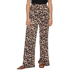 панталони,дамски,панталони,vila,leoa,wide,leg,fit,pants,brown,(black,leo)