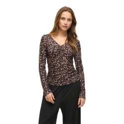 тениска,дамски,тениски,vila,leoa,long,sleeve,v,neck,t,shirt,brown,(nomad,leo)