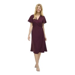 рокля,дамски,поли,и,рокли,vila,lovie,wrap,short,sleeve,midi,dress,fig,(purple)