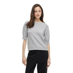 тениска,дамски,тениски,vila,ril,knit,3,4,sleeve,t,shirt,light,grey,melange,(grey)