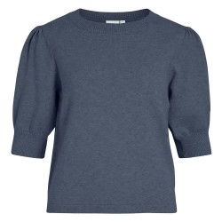 тениска,дамски,тениски,vila,ril,knit,short,sleeve,t,shirt,grey,(vintage,indigo,dark,melange)