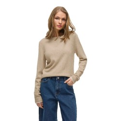 блуза,дамски,пуловери,дамски,плетени,дрехи,vila,ril,sweater,natural,melange,white,alyssum,(beige)