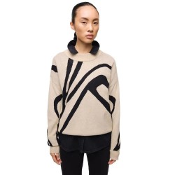 блуза,дамски,пуловери,дамски,плетени,дрехи,vila,tif,jacquard,sweater,natural,melange,black,animal,(beige)