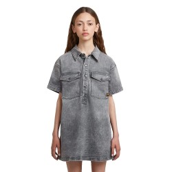 риза,с,къс,ръкав,дамски,поли,и,рокли,g,star,shirt,collar,denim,short,sleeve,dress,grey,(faded,grey,neblina)