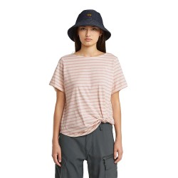тениска,дамски,тениски,g,star,striped,knot,short,sleeve,t,shirt,pink,(light,chalk,liquid,pink,stripe)