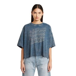 тениска,дамски,тениски,g,star,washed,multi,logo,oversized,short,sleeve,t,shirt,blue,(mid,blue,double,dye)