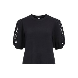 блуза,дамски,пуловери,дамски,плетени,дрехи,object,yuki,short,sleeve,sweater,black