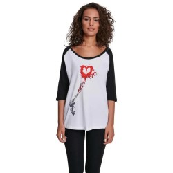 тениска,дамски,тениски,mister,tee,pistol,heart,raglan,short,sleeve,t,shirt,wht,blk,(white)