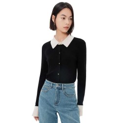 жилетка,дамски,пуловери,дамски,плетени,дрехи,lily,business,fashion,contrast,knitted,cardigan,black