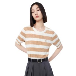 блуза,дамски,пуловери,дамски,плетени,дрехи,lily,business,fashion,striped,wool,sweater,khaki,(brown)